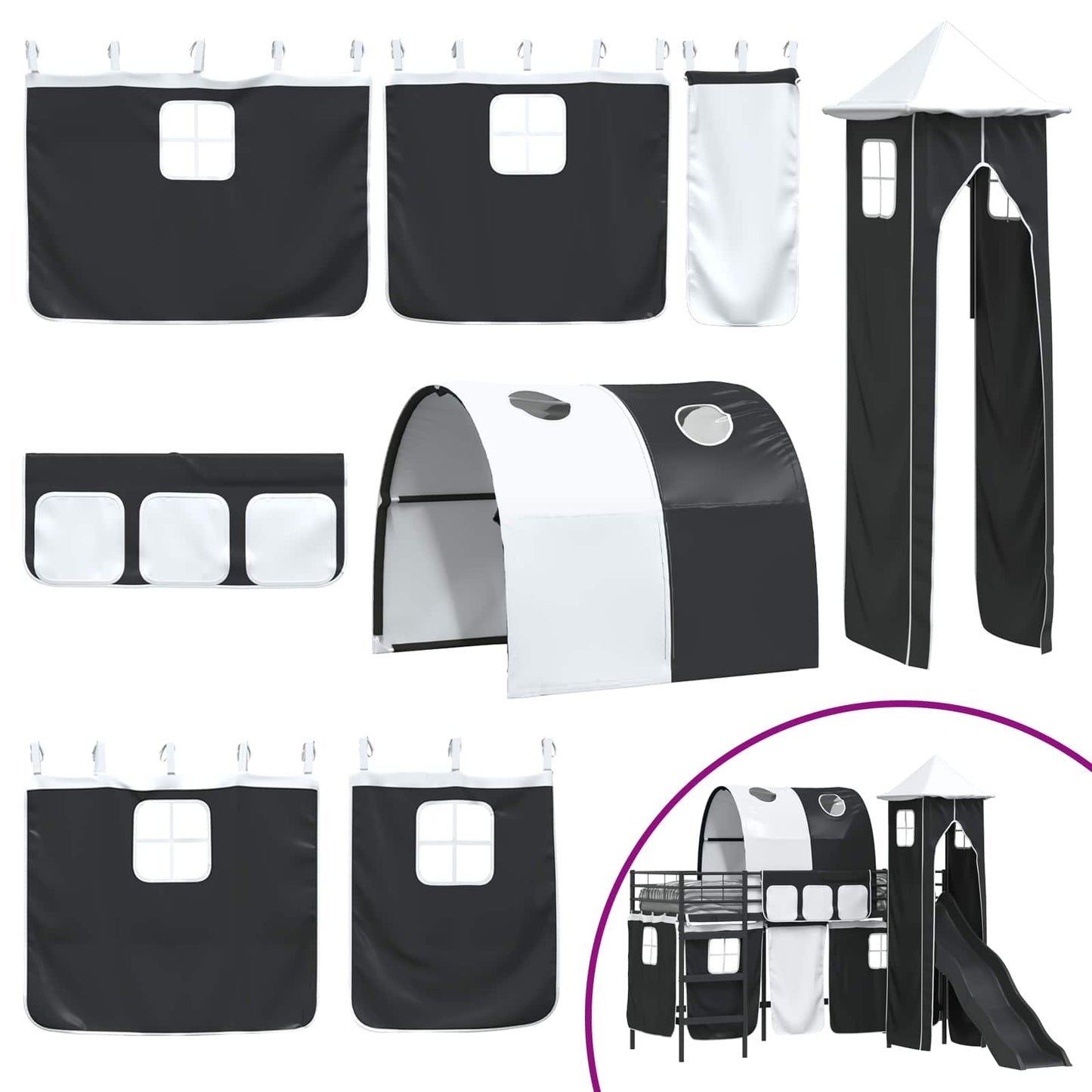 Kids'Loft Bed Frame Black 90 x 190 cm Metal