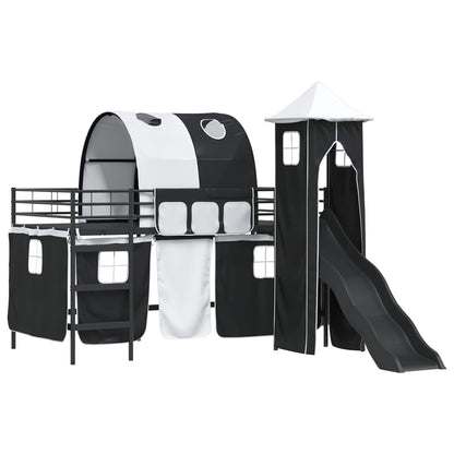 Kids'Loft Bed Frame Black 99.5 x 200 cm Metal