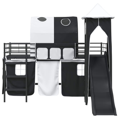 Kids'Loft Bed Frame Black 99.5 x 200 cm Metal