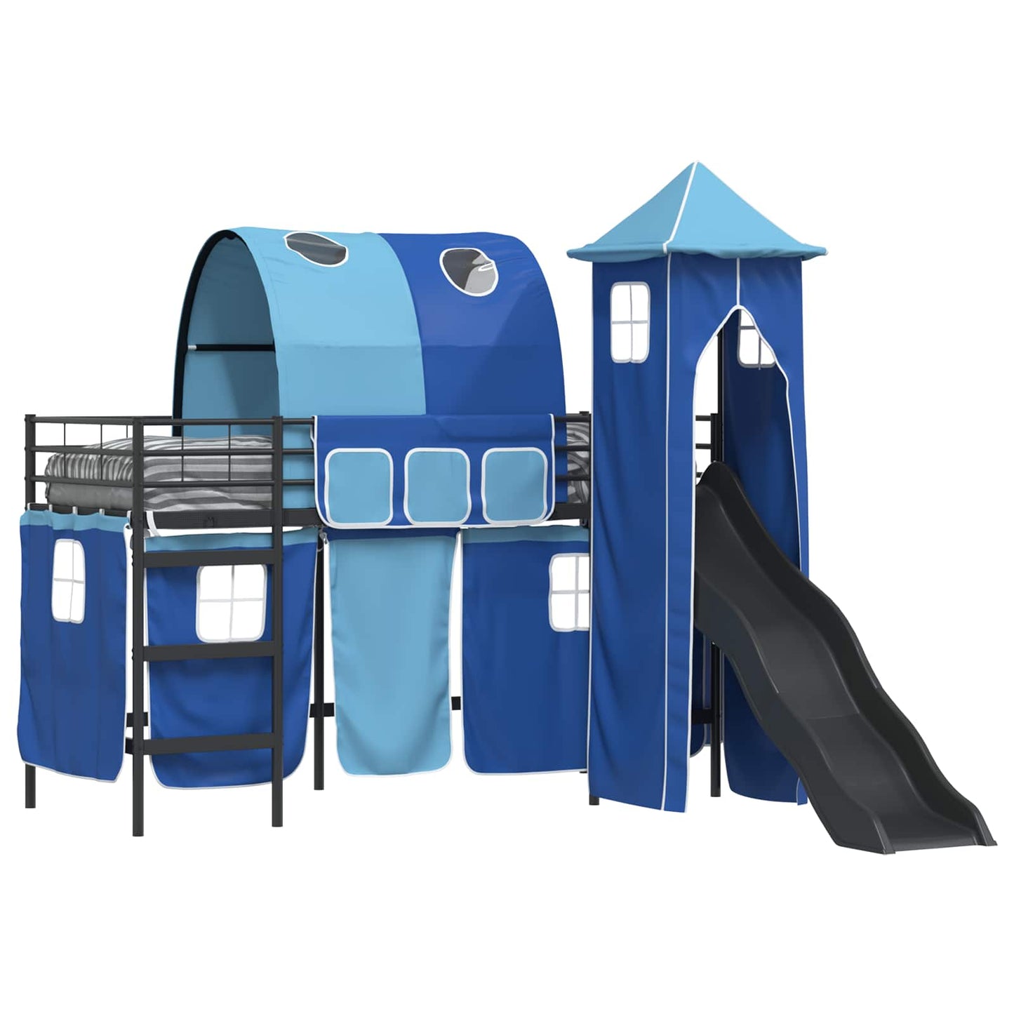 Kids'Loft Bed Frame Black and Blue 75 x 190 cm Metal