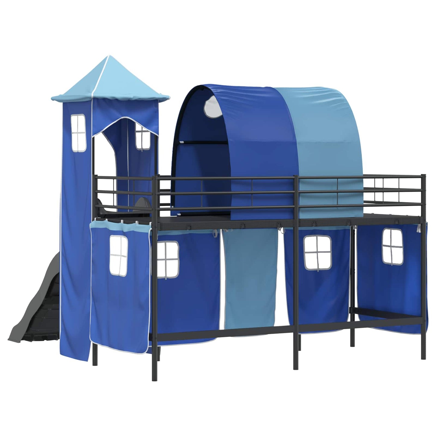 Kids'Loft Bed Frame Black and Blue 75 x 190 cm Metal