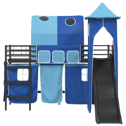 Kids'Loft Bed Frame Black and Blue 75 x 190 cm Metal