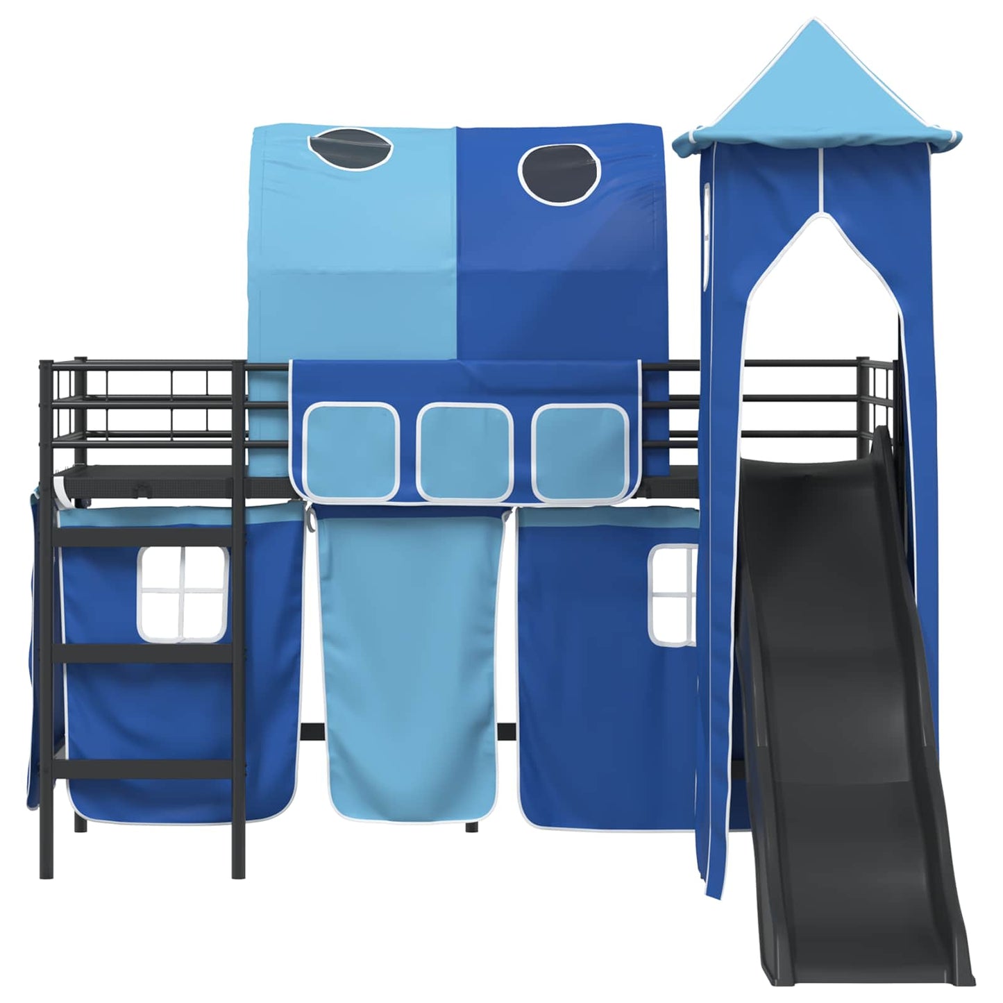 Kids'Loft Bed Frame Black and Blue 74.5 x 190 cm Metal