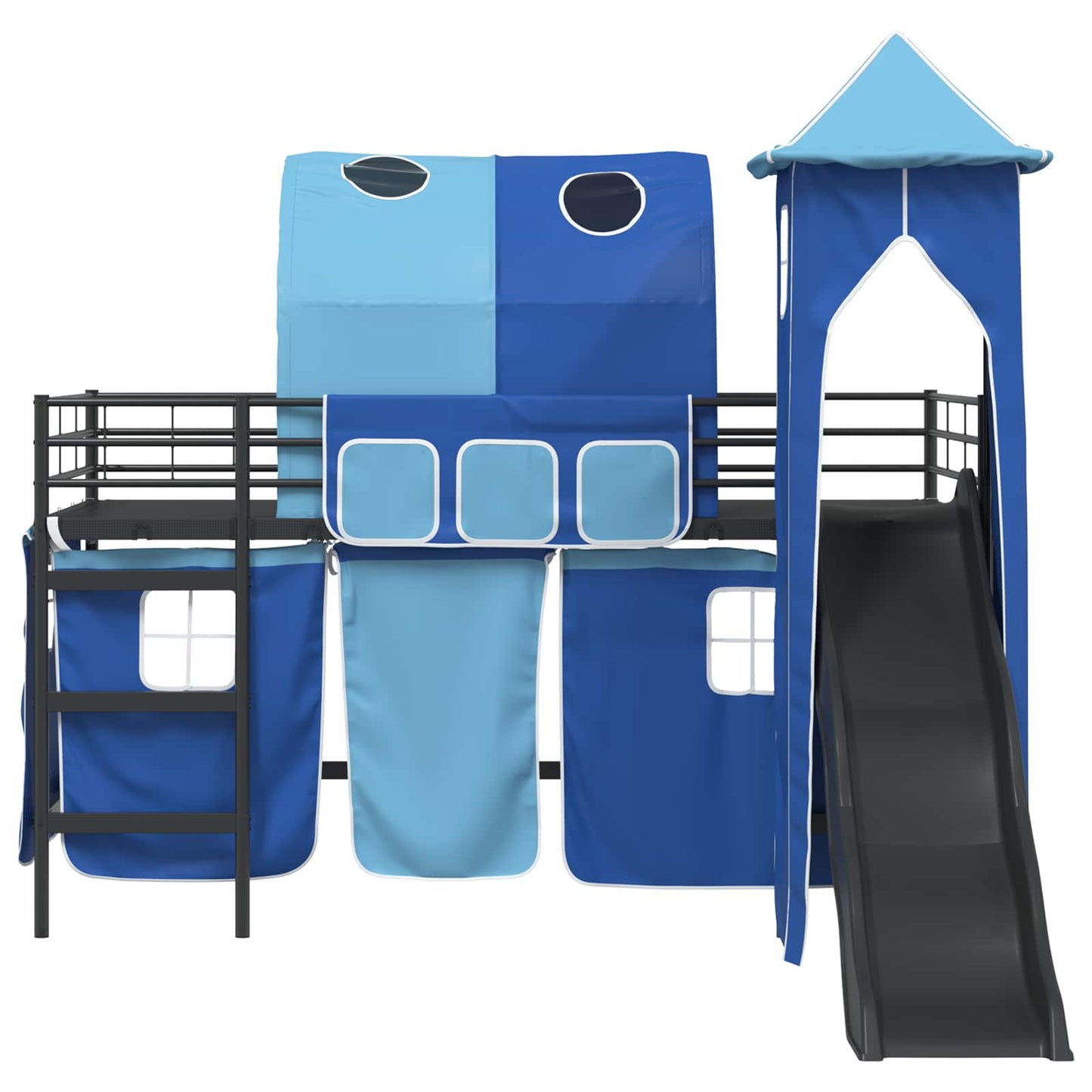 Kids'Loft Bed Frame Black and Blue 79.5 x 200 cm Metal