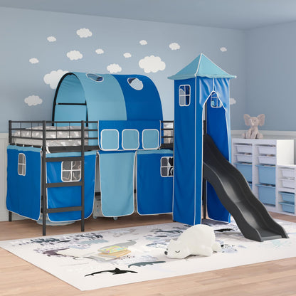 Kids'Loft Bed Frame Black and Blue 90 x 200 cm Metal