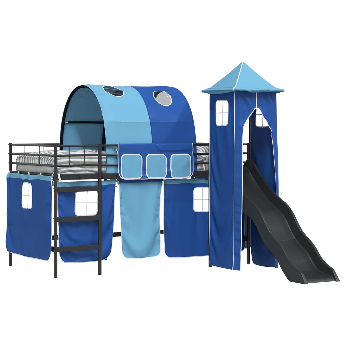 Kids'Loft Bed Frame Black and Blue 90 x 200 cm Metal