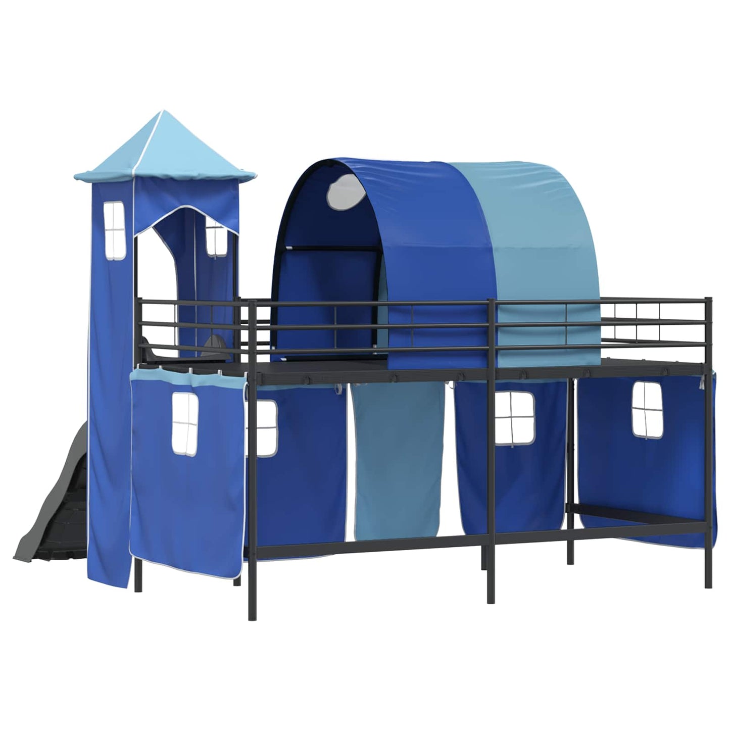 Kids'Loft Bed Frame Black and Blue 90 x 200 cm Metal
