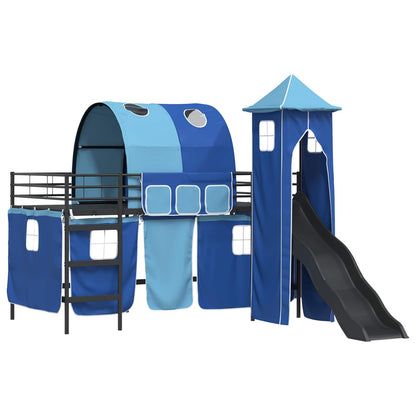 Kids'Loft Bed Frame Black and Blue 99.5 x 200 cm Metal