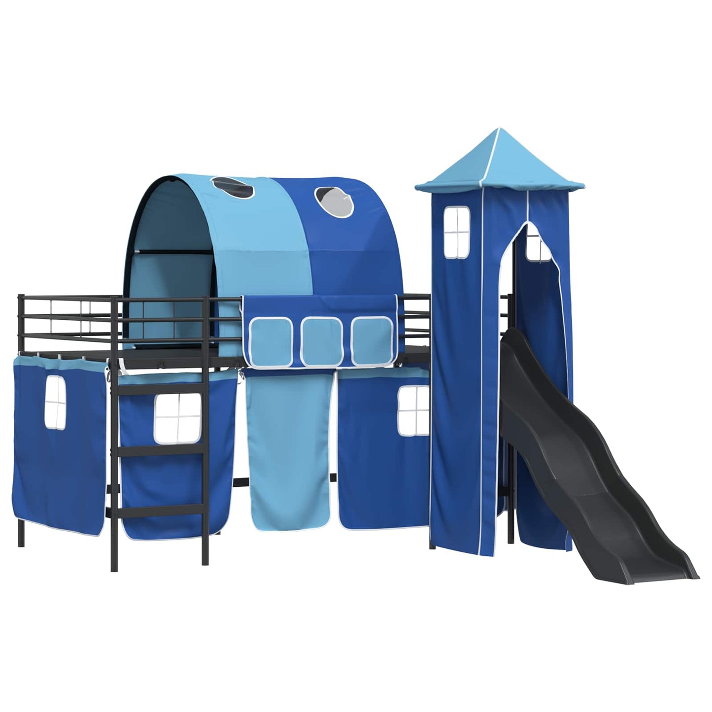 Kids'Loft Bed Frame Black and Blue 107 x 200 cm Metal