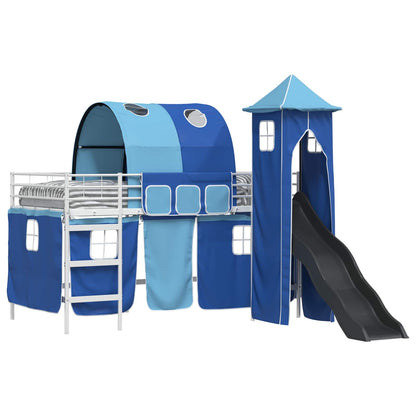 Kids'Loft Bed Frame White and Blue 80 x 200 cm Metal