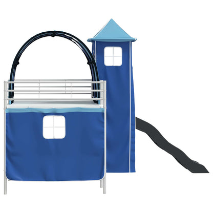 Kids'Loft Bed Frame White and Blue 80 x 200 cm Metal
