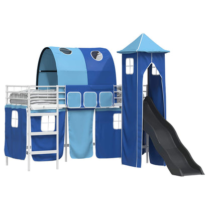 Kids'Loft Bed Frame White and Blue 90 x 190 cm Metal