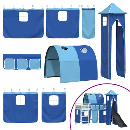 Kids'Loft Bed Frame White and Blue 90 x 190 cm Metal