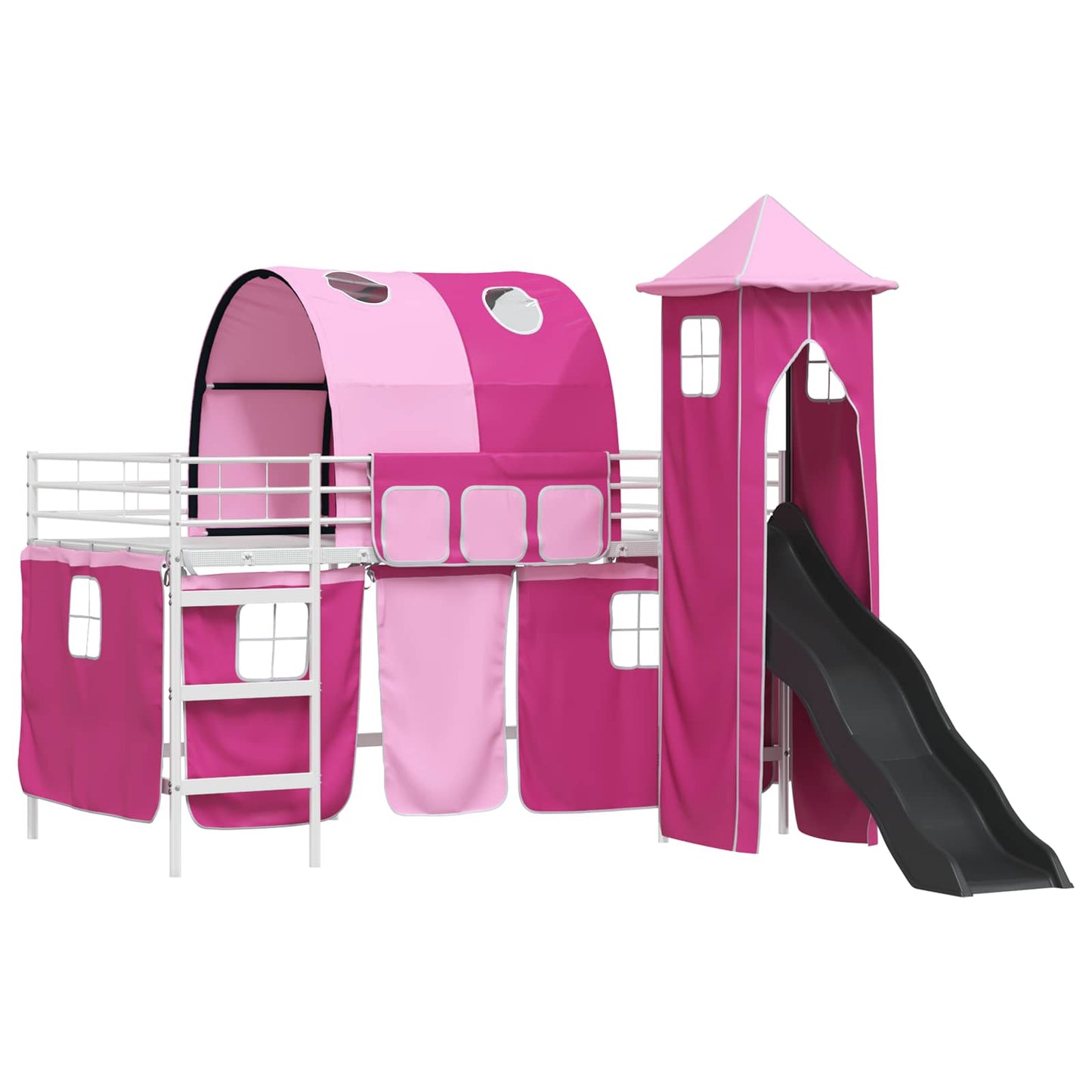 Kids'Loft Bed Frame White and Pink 99.5 x 200 cm Metal