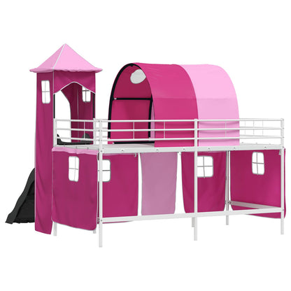 Kids'Loft Bed Frame White and Pink 99.5 x 200 cm Metal
