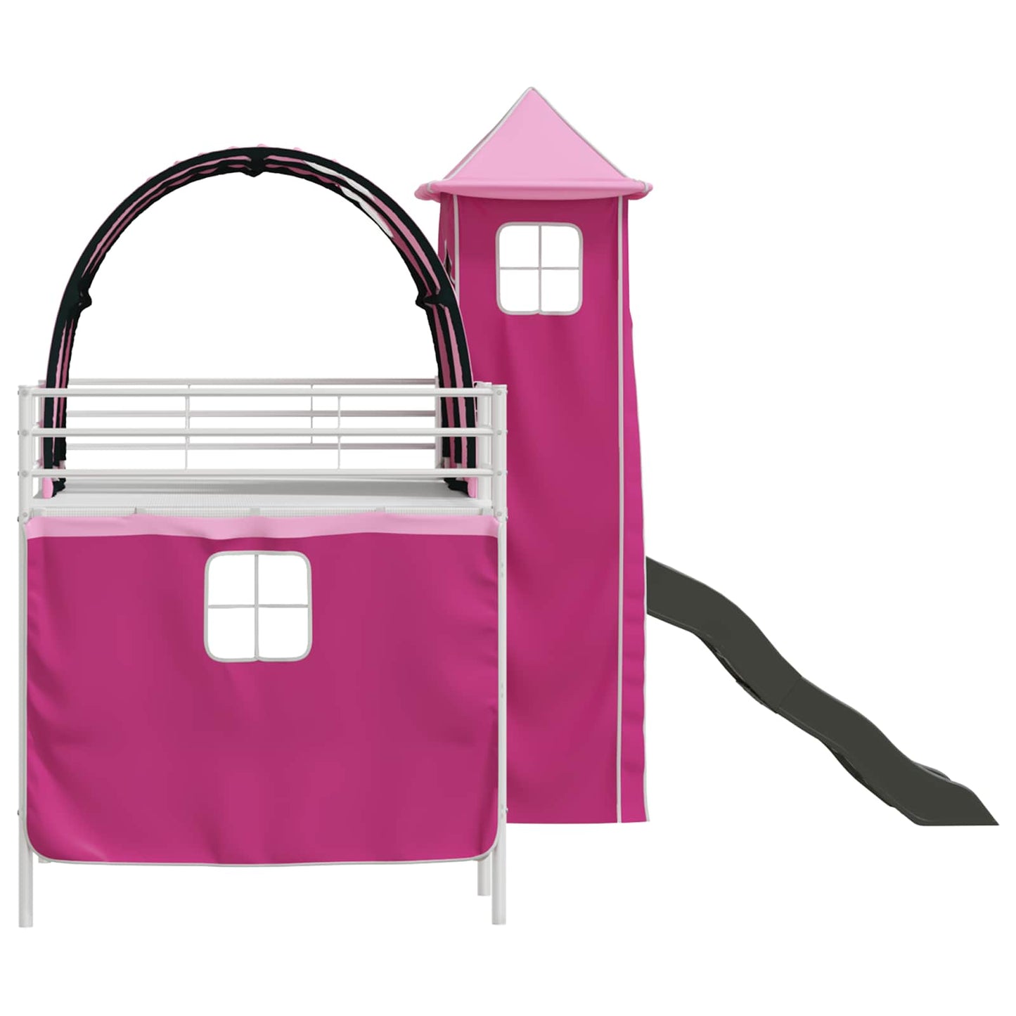 Kids'Loft Bed Frame White and Pink 99.5 x 200 cm Metal