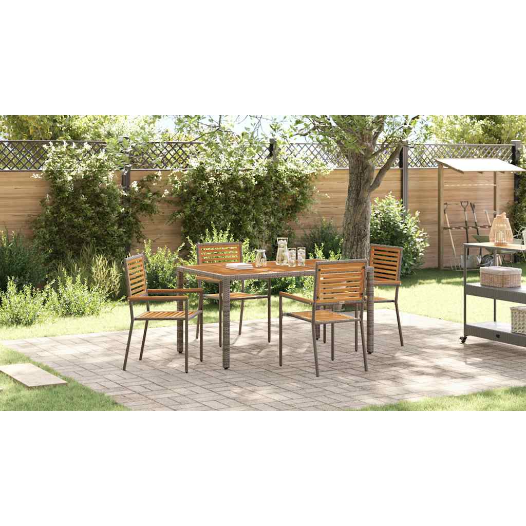 Garden Stacking Chairs 4 pcs Brown and Grey 54 x 56 x 90 cm