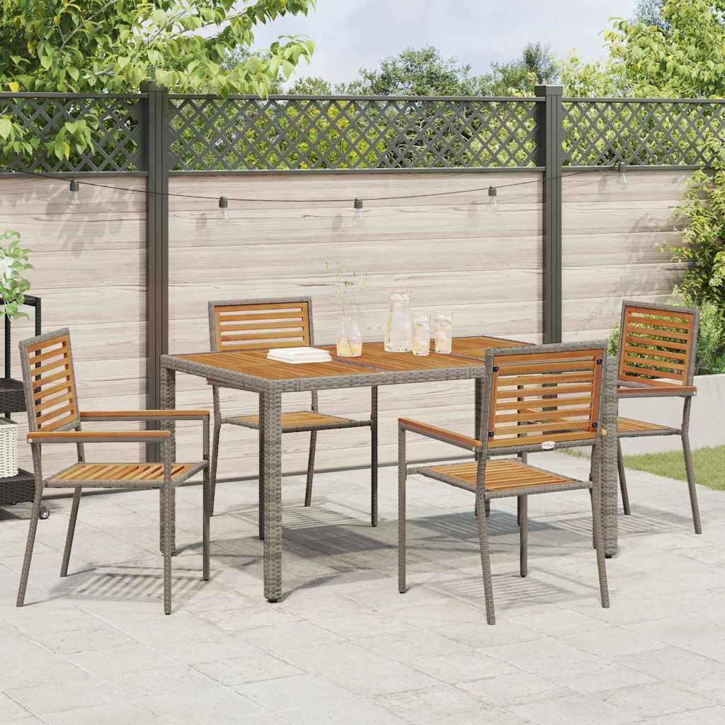 Garden Stacking Chairs 4 pcs Brown and Grey 54 x 56 x 90 cm