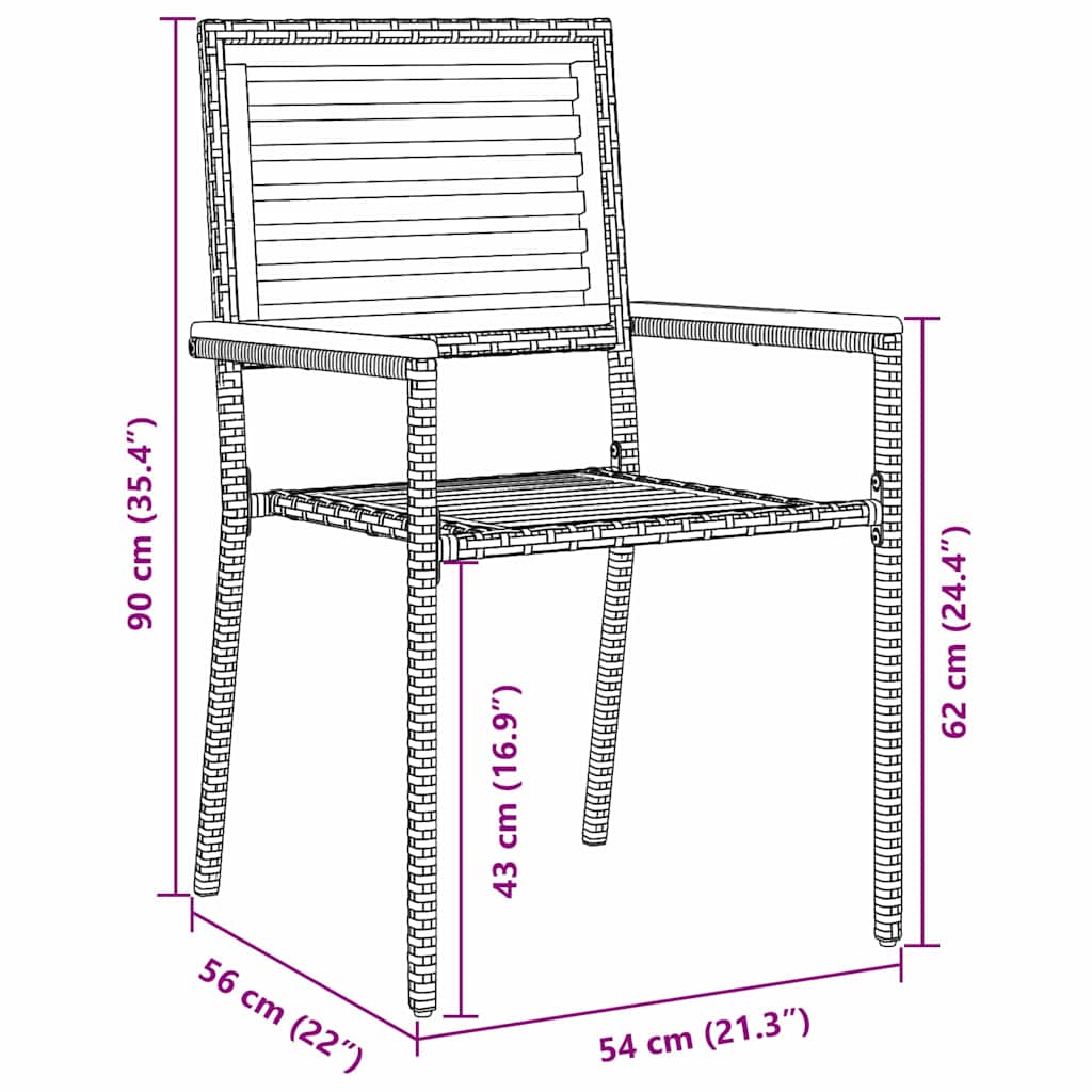 Garden Stacking Chairs 4 pcs Brown and Grey 54 x 56 x 90 cm