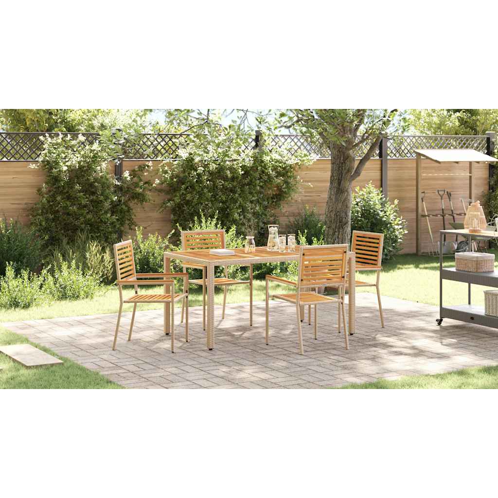 Garden Stacking Chairs 4 pcs Brown and Beige 54 x 56 x 90 cm