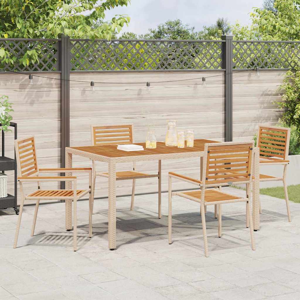 Garden Stacking Chairs 4 pcs Brown and Beige 54 x 56 x 90 cm