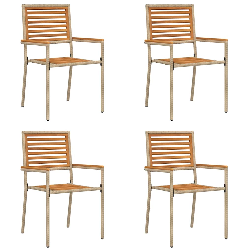 Garden Stacking Chairs 4 pcs Brown and Beige 54 x 56 x 90 cm