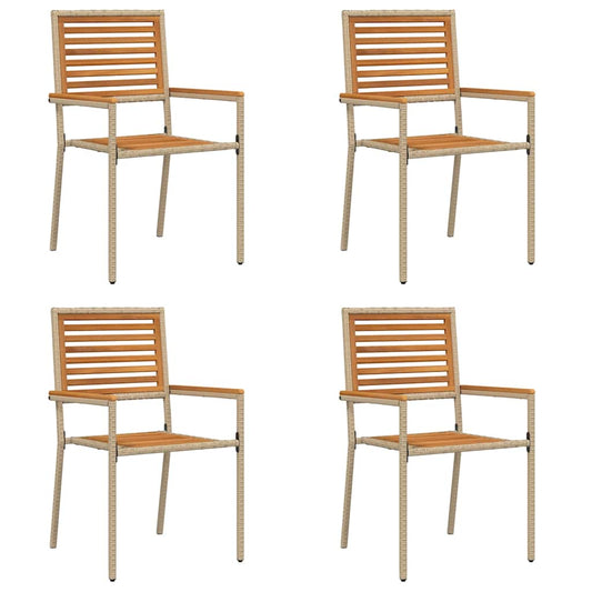 Garden Stacking Chairs 4 pcs Brown and Beige 54 x 56 x 90 cm