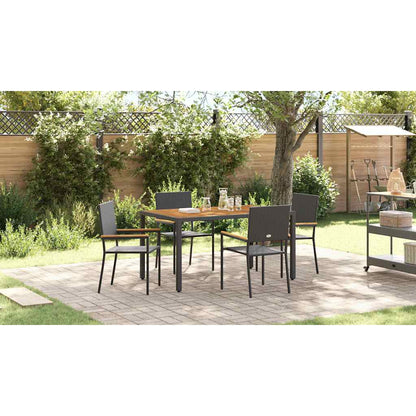 Garden Stacking Chairs 4 pcs Black and Brown 54 x 56 x 90 cm