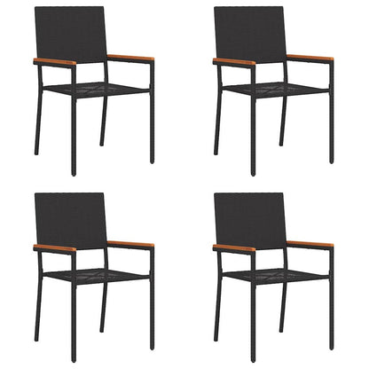 Garden Stacking Chairs 4 pcs Black and Brown 54 x 56 x 90 cm