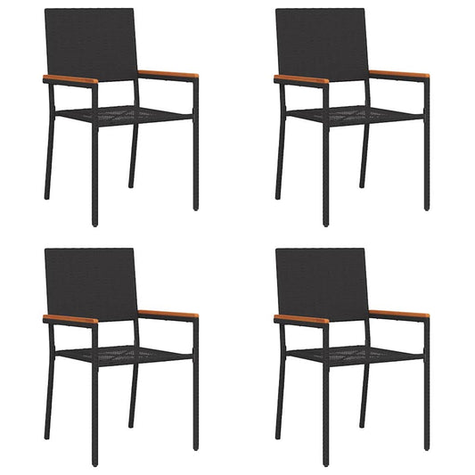 Garden Stacking Chairs 4 pcs Black and Brown 54 x 56 x 90 cm
