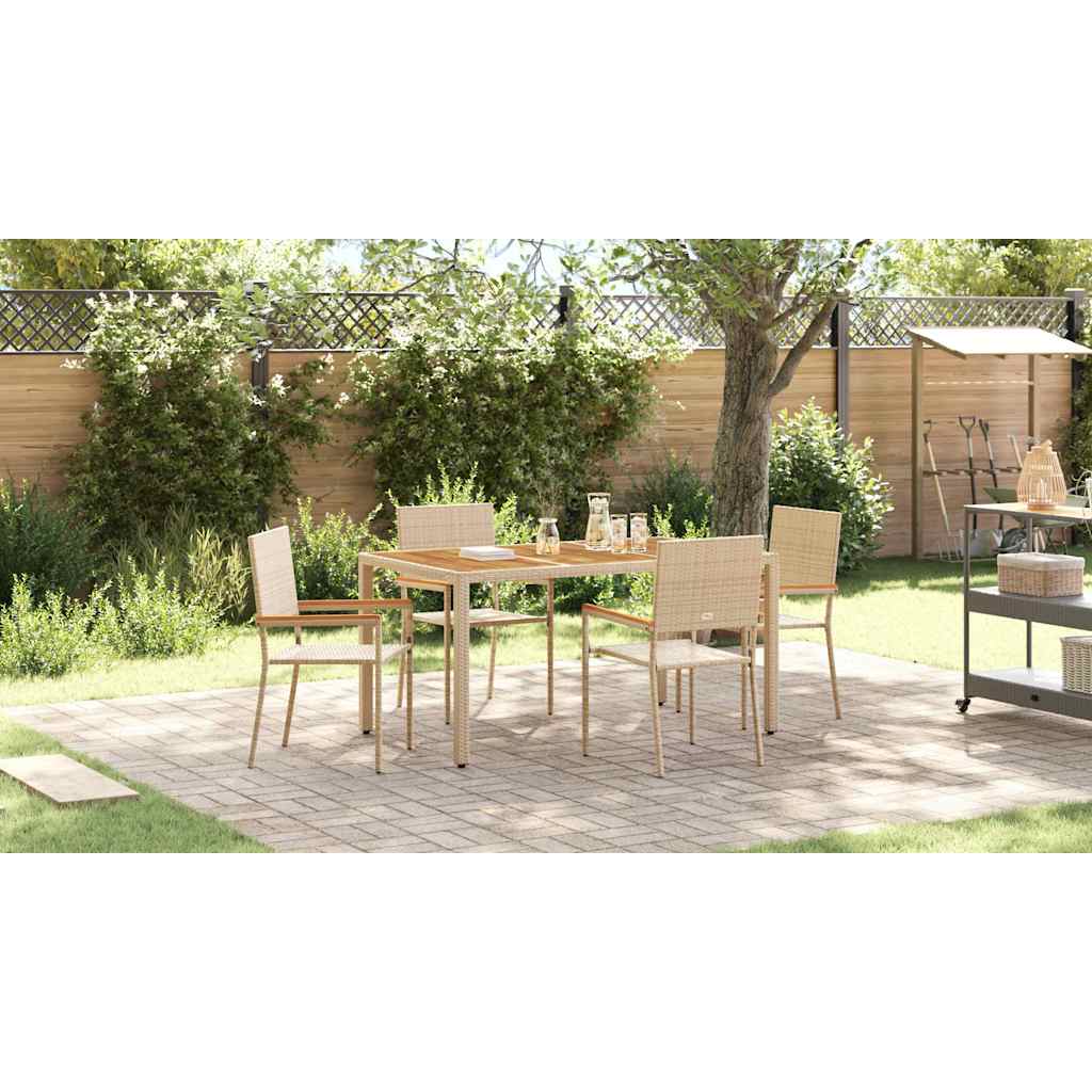 Garden Stacking Chairs 4 pcs Cream and Brown 54 x 56 x 90 cm