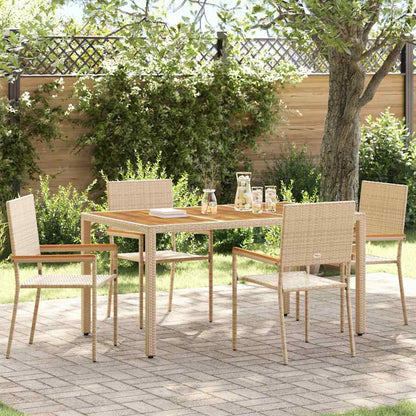 Garden Stacking Chairs 4 pcs Cream and Brown 54 x 56 x 90 cm