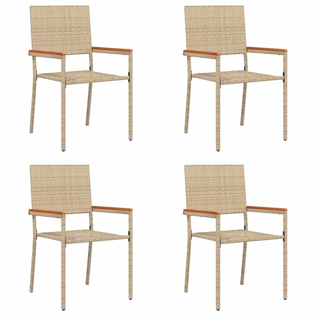 Garden Stacking Chairs 4 pcs Cream and Brown 54 x 56 x 90 cm