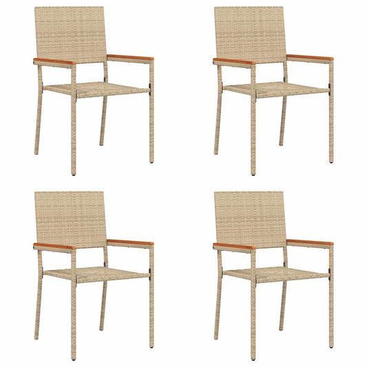 Garden Stacking Chairs 4 pcs Cream and Brown 54 x 56 x 90 cm