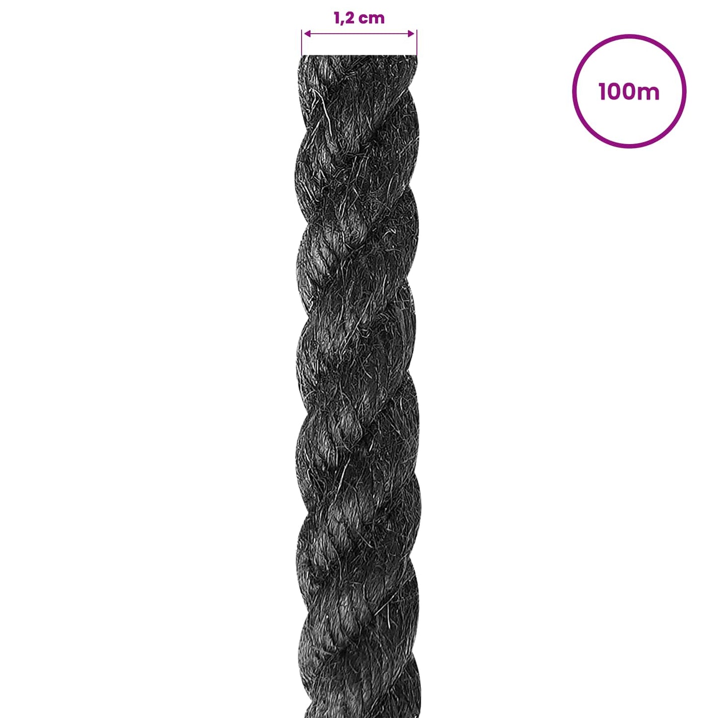 Jute Rope 12 mm Black 100% Tossa jute