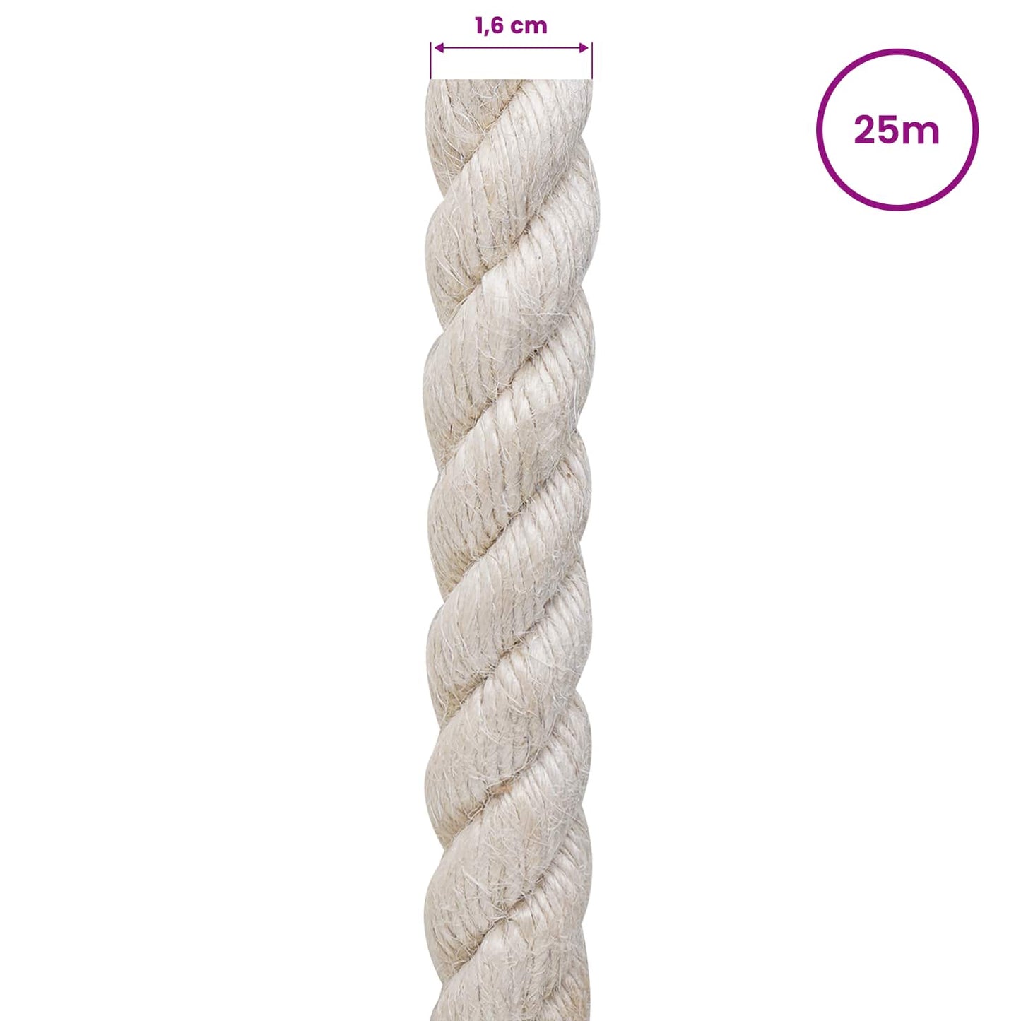 Jute Rope 16 mm White 100% Tossa jute