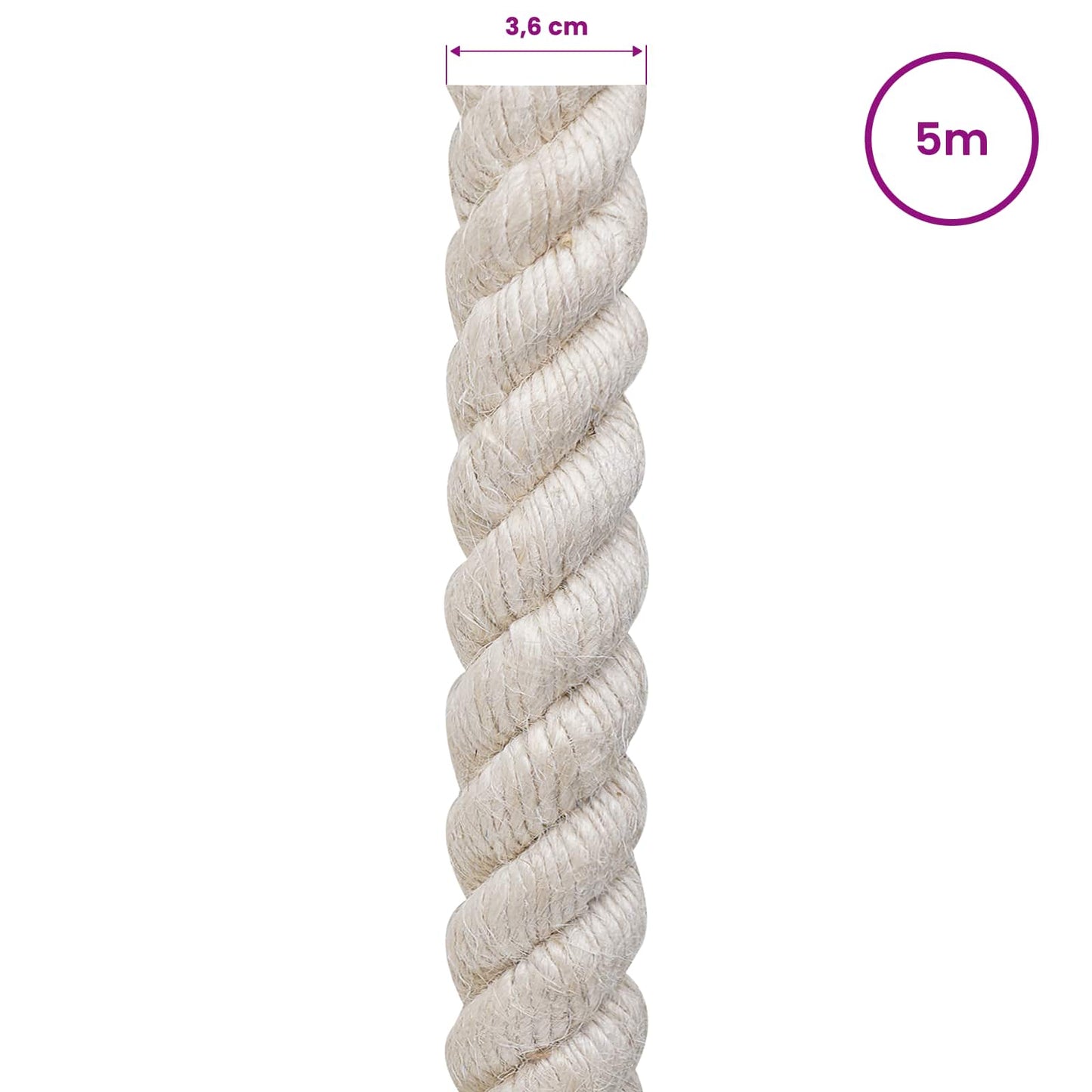 Jute Rope 36 mm White 100% Tossa jute