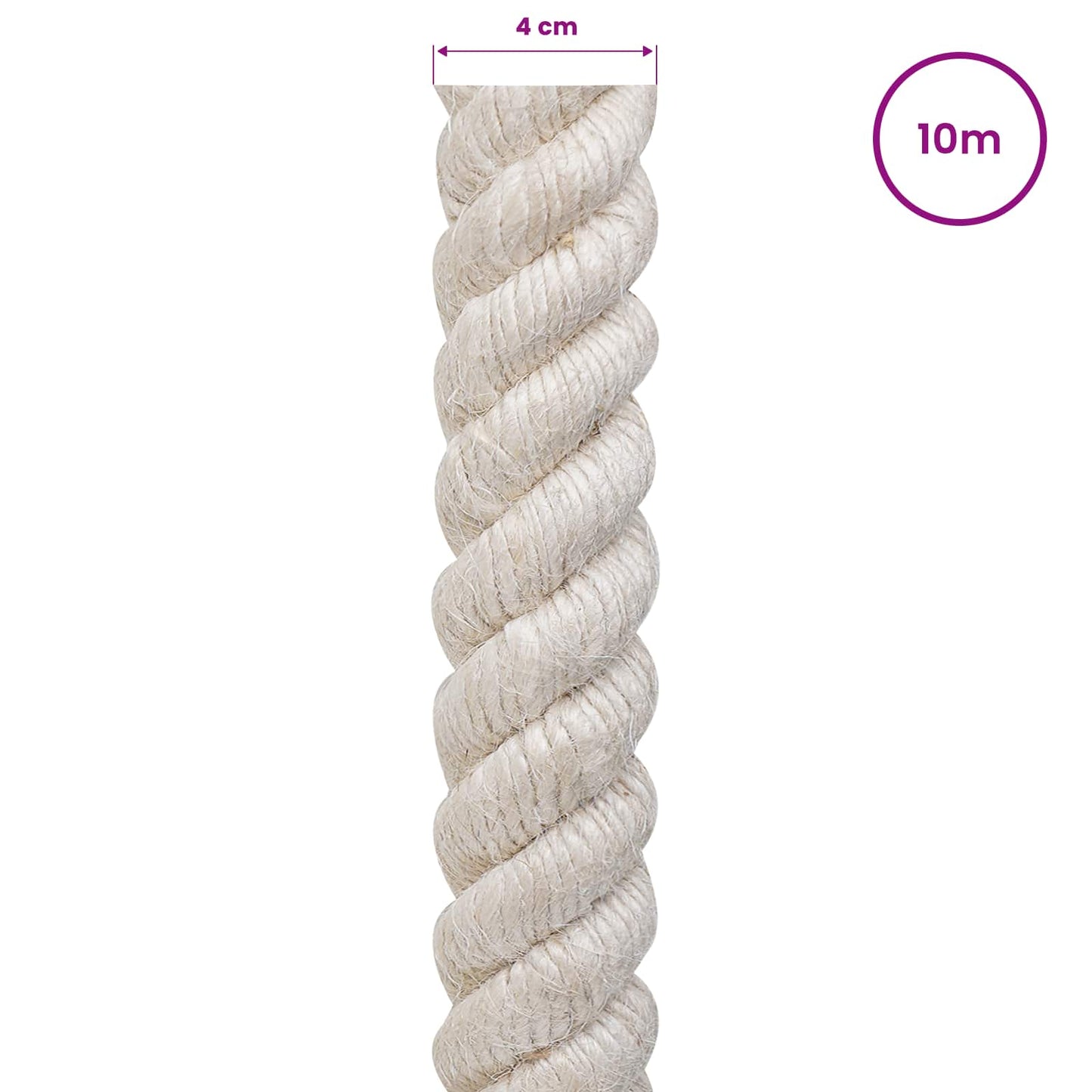 Jute Rope 40 mm White 100% Tossa jute