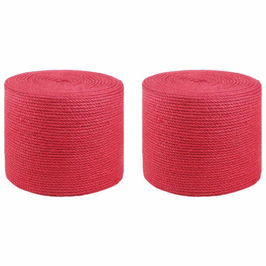 2 pcs 2 mm Red 100% Tossa jute