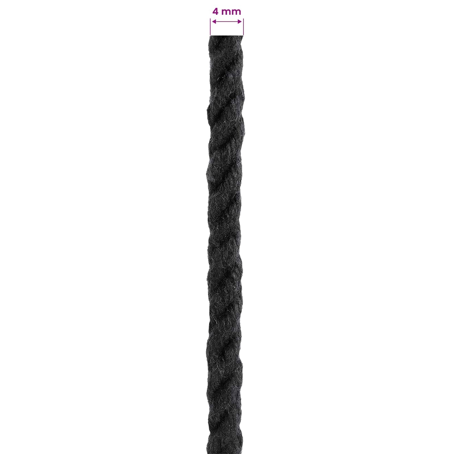 Rope Black 0.4 x 0.4 x 5000 cm Cotton