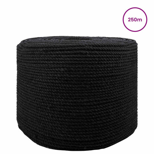 Cotton Twine 4 mm 250 m Black 100% Cotton