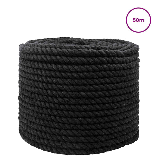 Cotton Rope 10 mm 50 m Black 100% Cotton