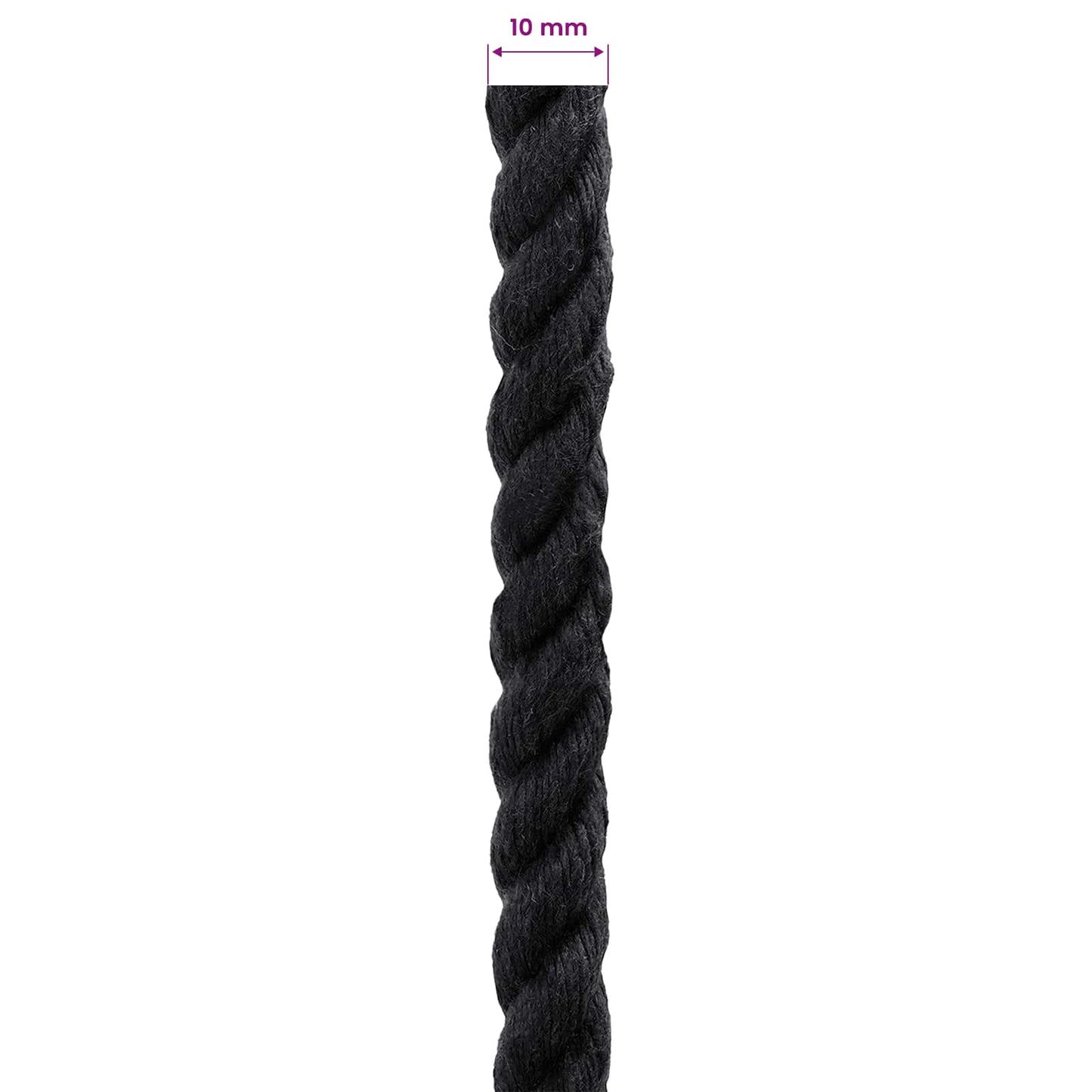 Cotton Rope 10 mm 250 m Black 100% Cotton