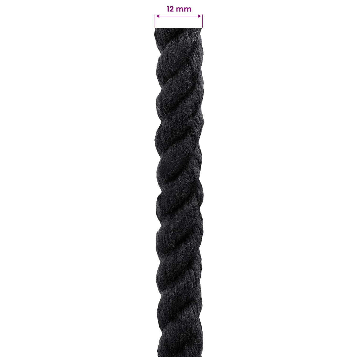 Cotton Rope 12 mm 250 m Black 100% Cotton