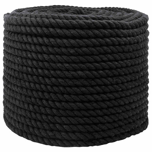 Cotton Rope 14 mm 25 m Black 100% Cotton