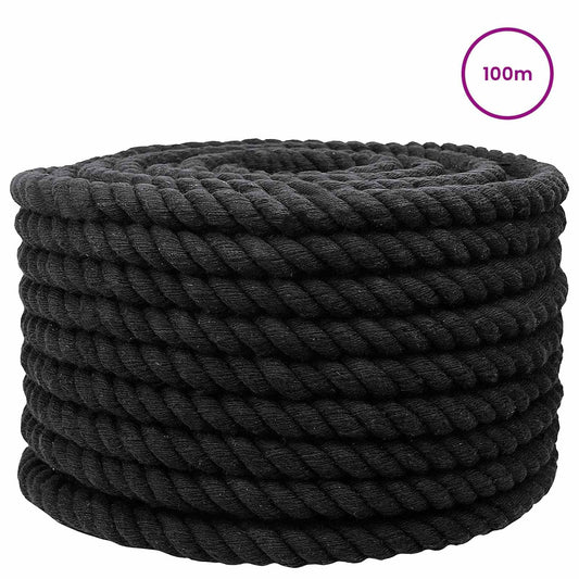 Cotton Rope 16 mm 100 m Black 100% Cotton