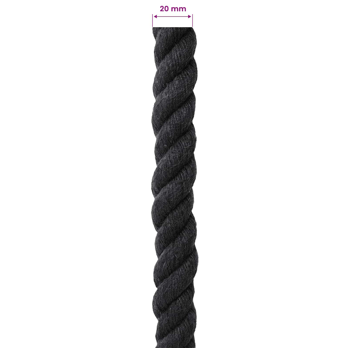 Cotton Rope 20 mm 50 m Black 100% Cotton