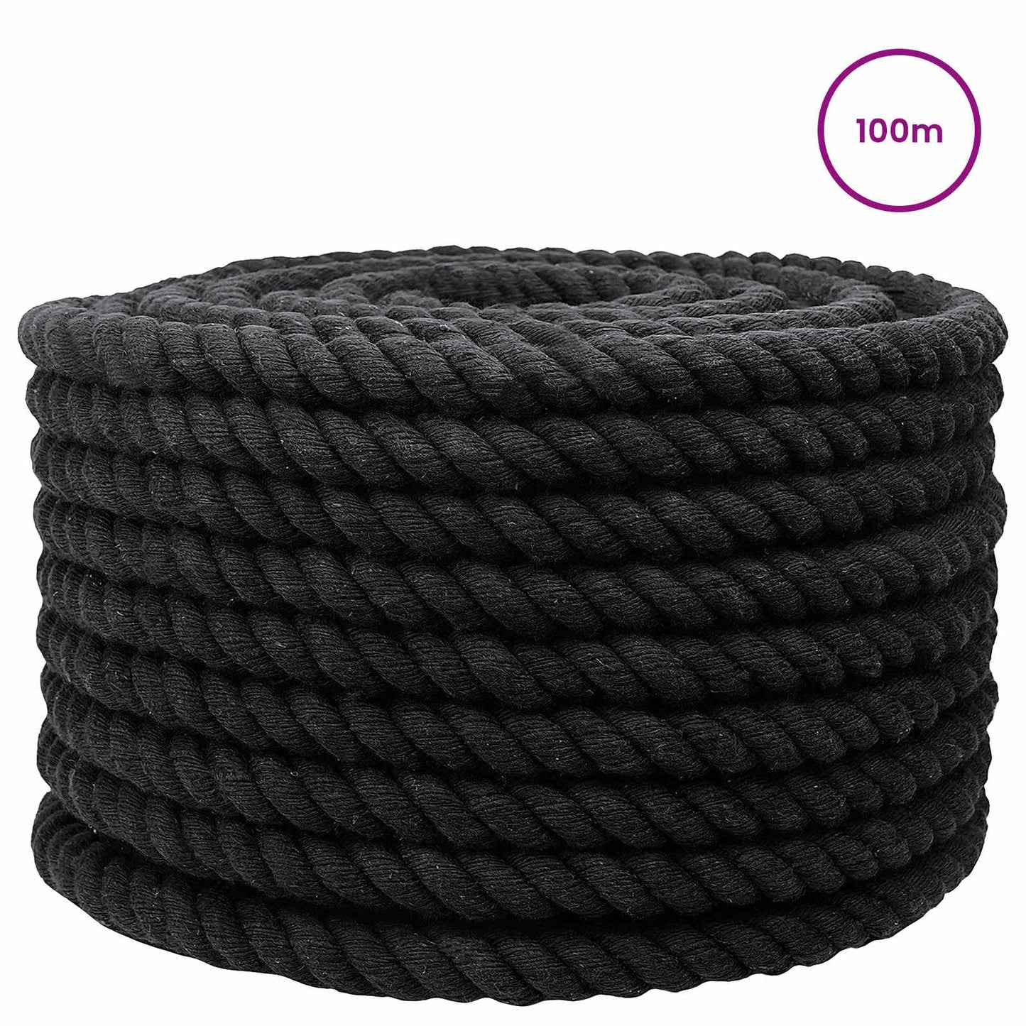 Cotton Rope 20 mm 100 m Black 100% Cotton