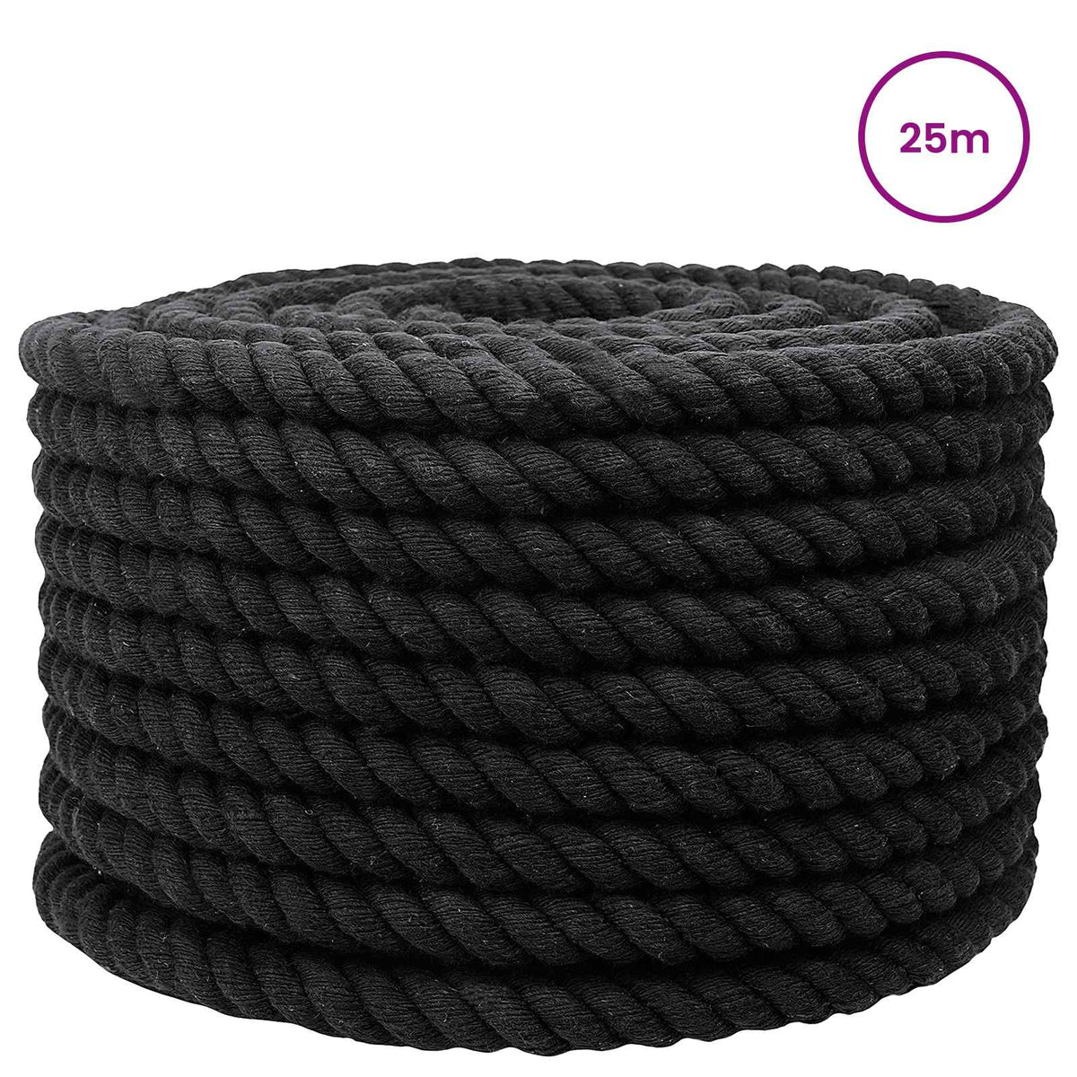 Cotton Rope 24 mm 25 m Black 100% Cotton