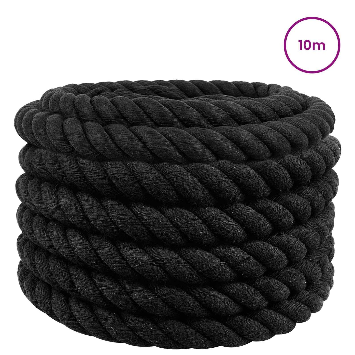 Cotton Rope 50 mm 10 m Black 100% Cotton